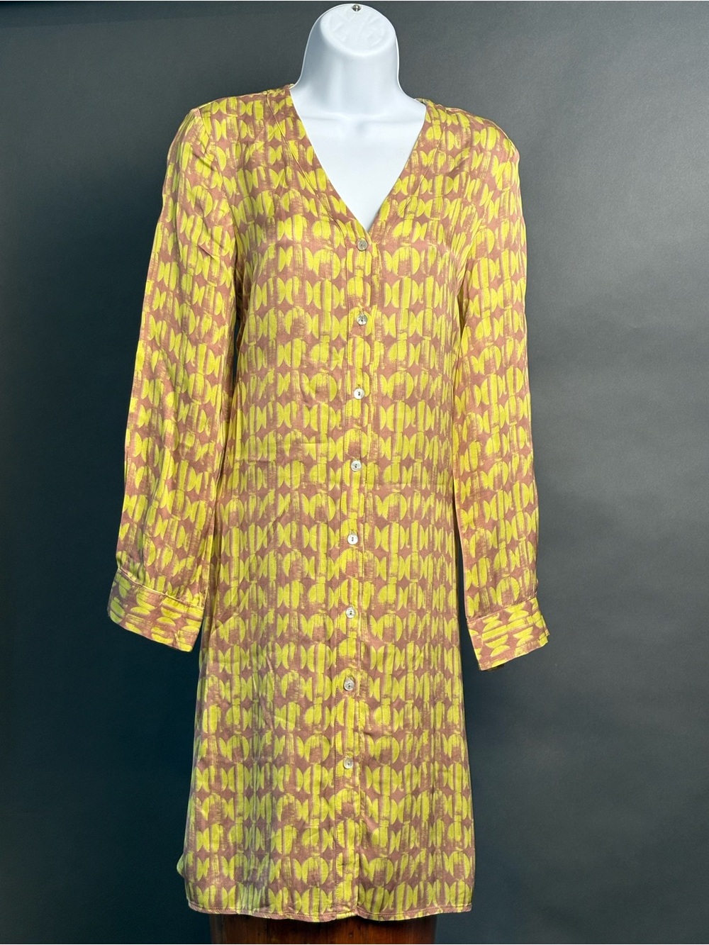 Janice & Jo Made in Italy 100% Viscose Abstract Print Button Front Dress EU 36